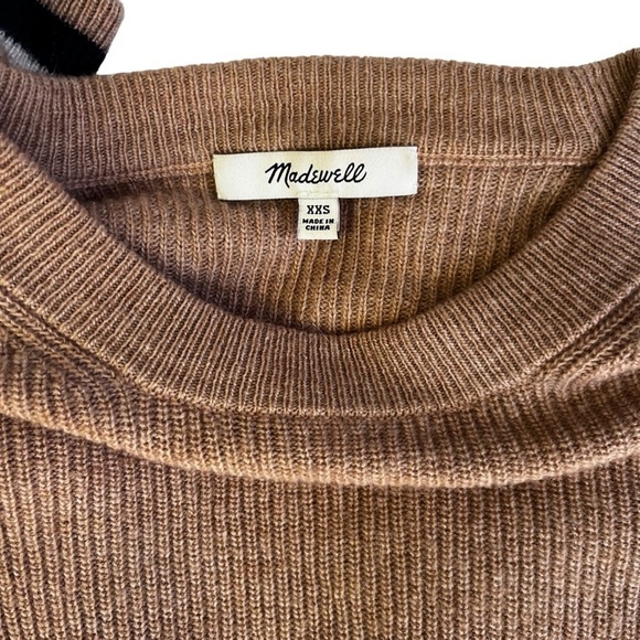 Madewell Colorblock Baybrook Pullover Wool sweater in Tan and Navy Size XX-Small - Picture 8 of 9